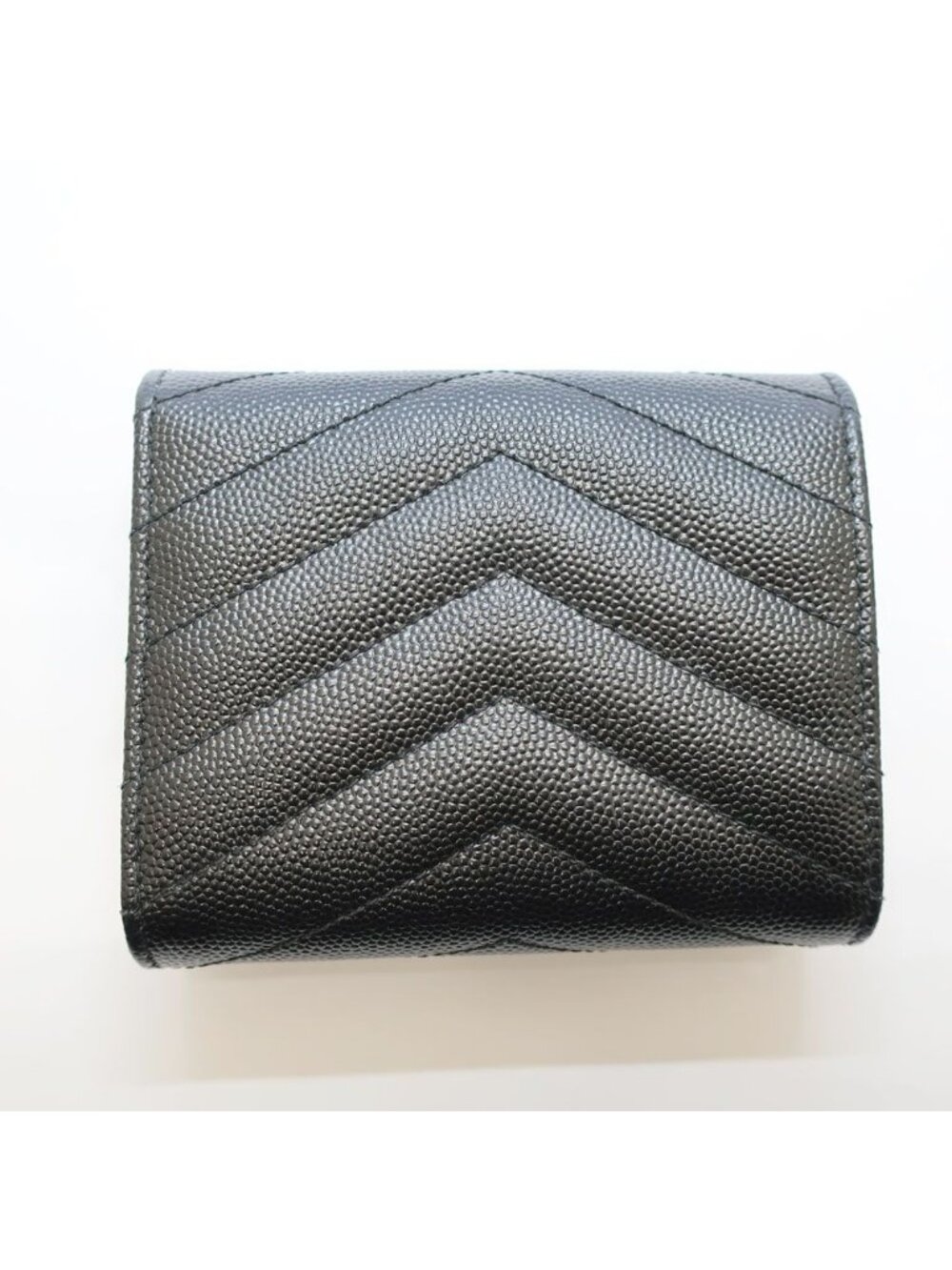 Saint Laurent Ten Multi Fold Wallet Black Leather Compact Mini Logo Quilted - Picture 2 of 10